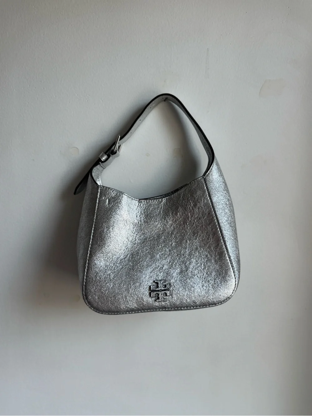 Tory Burch Metallic Silver bucket bag